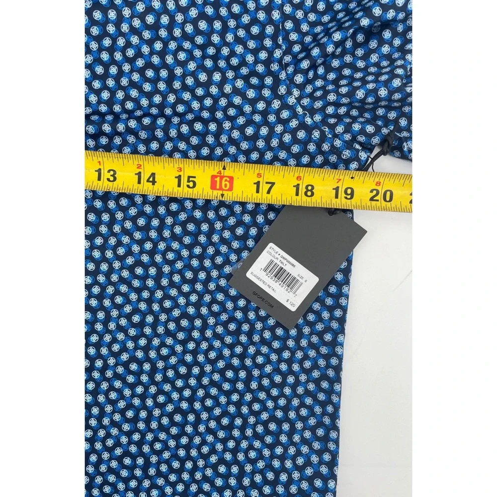 G/FORE Polo Shirt Mens Small Twilight Blue Geometric Print UPF 50+ Golfcore NWT